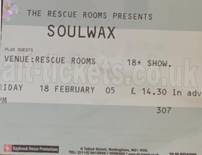 Soulwax 2005 ticket Nottingham Rescure Rooms