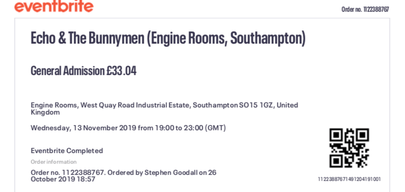Echo and the Bunnymen ticket 2019