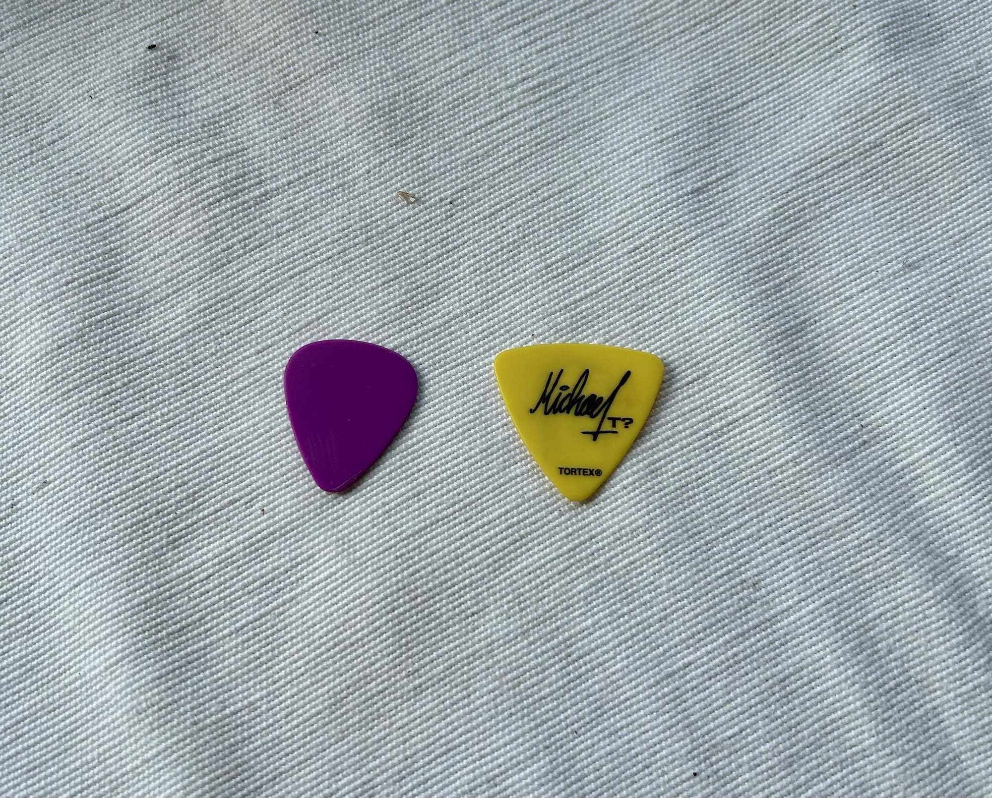 Plectrum collection - Young Knives purple and Therapy yellow