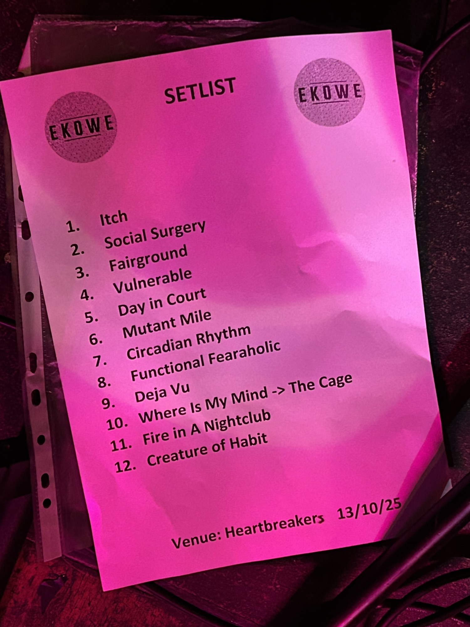Ekowe setlist at Heartbreakers
